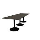 Proof 36" x 108" Rectangle Pedestal Cafe Table with Round Steel Base Set of 3 HPL Top