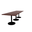 Proof 36" x 108" Rectangle Pedestal Cafe Table with Round Steel Base Set of 3 HPL Top
