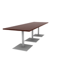 Proof 36" x 108" Rectangle Pedestal Cafe Table with Square Steel Base Set of 3 HPL Top