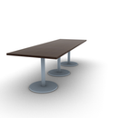 Proof 36" x 108" Rectangle Pedestal Cafe Table with Round Stainless Steel Base Set of 3 HPL Top