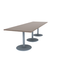 Proof 36" x 108" Rectangle Pedestal Cafe Table with Round Stainless Steel Base Set of 3 HPL Top