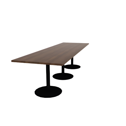 Proof 36" x 120" Rectangle Pedestal Cafe Table with Round Base Set of 3 HPL Top