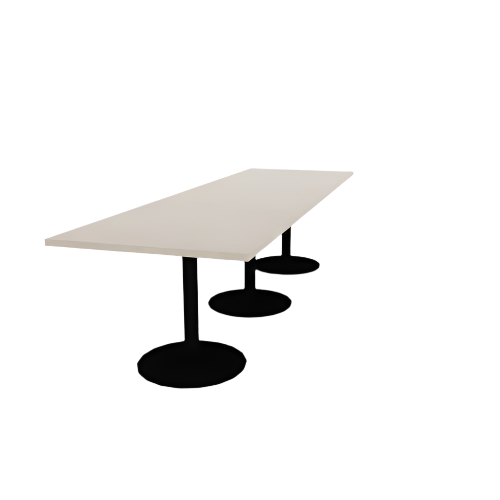 Proof 36" x 120" Rectangle Pedestal Cafe Table with Round Base Set of 3 HPL Top