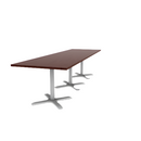 Proof 36" x 120" Rectangle Pedestal Cafe Table with X-Base Set of 3 HPL Top