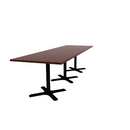 Proof 36" x 120" Rectangle Pedestal Cafe Table with X-Base Set of 3 HPL Top