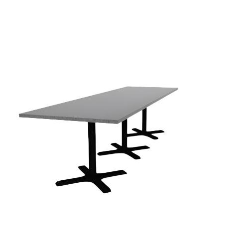 Proof 36" x 120" Rectangle Pedestal Cafe Table with X-Base Set of 3 HPL Top