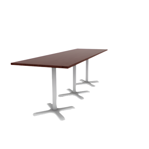 Proof 36" x 120" Rectangle Pedestal Counter Table with X-Base Set of 3 HPL Top