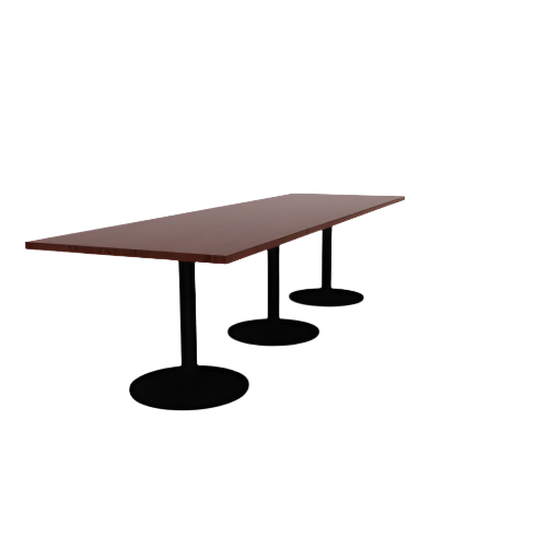 Proof 36" x 120" Rectangle Pedestal Cafe Table with Round Steel Base Set of 3 HPL Top