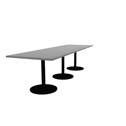 Proof 36" x 120" Rectangle Pedestal Cafe Table with Round Steel Base Set of 3 HPL Top