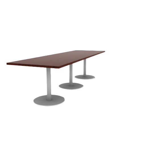 Proof 36" x 120" Rectangle Pedestal Cafe Table with Round Steel Base Set of 3 HPL Top