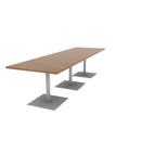 Proof 36" x 120" Rectangle Pedestal Cafe Table with Square Steel Base Set of 3 HPL Top