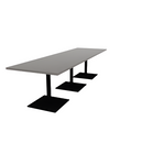 Proof 36" x 120" Rectangle Pedestal Cafe Table with Square Steel Base Set of 3 HPL Top