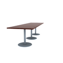 Proof 36" x 120" Rectangle Pedestal Cafe Table with Round Stainless Steel Base Set of 3 HPL Top