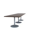 Proof 36" x 120" Rectangle Pedestal Cafe Table with Round Stainless Steel Base Set of 3 HPL Top