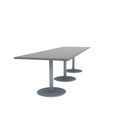 Proof 36" x 120" Rectangle Pedestal Cafe Table with Round Stainless Steel Base Set of 3 HPL Top