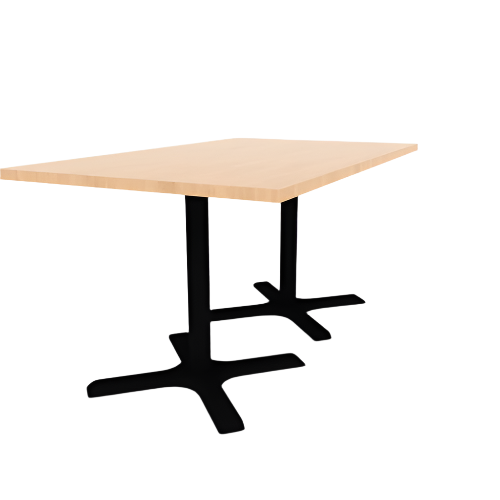 Proof 36" x 60" Rectangle Pedestal Cafe Table with X-Base Pair HPL Top