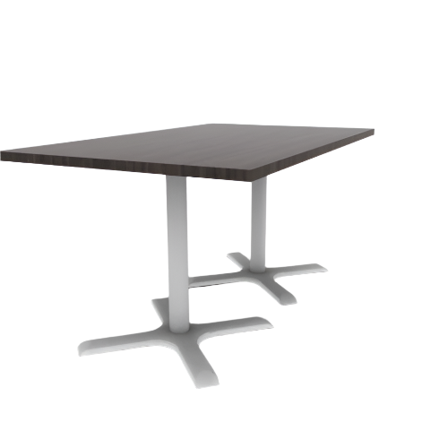 Proof 36" x 60" Rectangle Pedestal Cafe Table with X-Base Pair HPL Top