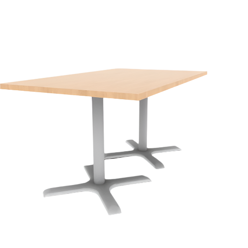 Proof 36" x 60" Rectangle Pedestal Cafe Table with X-Base Pair HPL Top