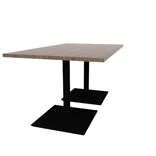 Proof 36" x 60" Rectangle Pedestal Cafe Table with Square Steel Base Pair HPL Top