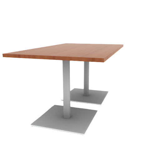 Proof 36" x 60" Rectangle Pedestal Cafe Table with Square Steel Base Pair HPL Top