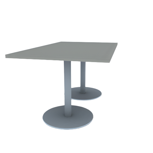 Proof 36" x 60" Rectangle Pedestal Cafe Table with Round Stainless Steel Base Pair HPL Top