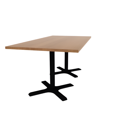 Proof 36" x 72" Rectangle Pedestal Cafe Table with X-Base Pair HPL Top