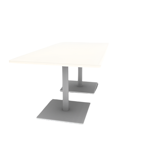 Proof 36" x 72" Rectangle Pedestal Cafe Table with Square Steel Base Pair HPL Top