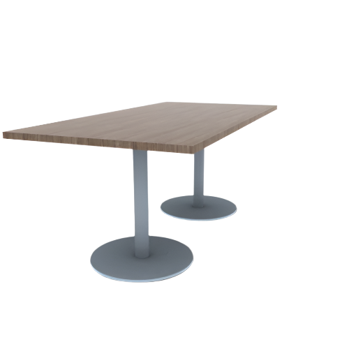 Proof 36" x 72" Rectangle Pedestal Cafe Table with Round Stainless Steel Base Pair HPL Top