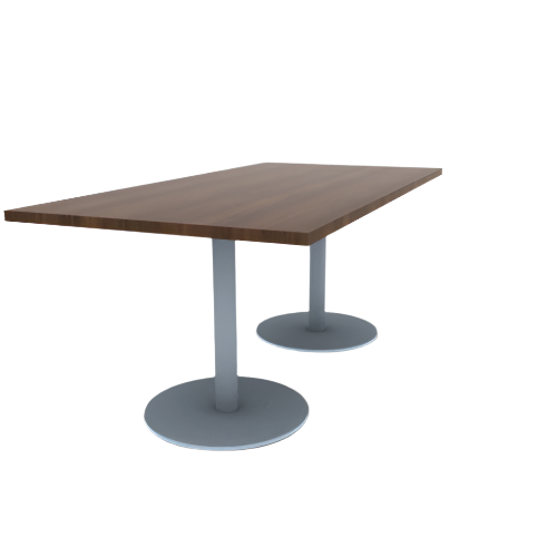 Proof 36" x 72" Rectangle Pedestal Cafe Table with Round Stainless Steel Base Pair HPL Top