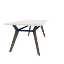 Rang 36" x 72" Rounded Rectangle Cafe Table Solid Wood Legs Steel Apron HPL Top with Square Edge 30"H