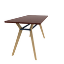 Rang 36" x 72" Rounded Rectangle Cafe Table Solid Wood Legs Steel Apron HPL Top with Square Edge 42"H