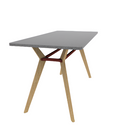 Rang 36" x 72" Rounded Rectangle Cafe Table Solid Wood Legs Steel Apron HPL Top with Square Edge 42"H