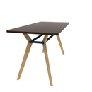 Rang 36" x 72" Rounded Rectangle Cafe Table Solid Wood Legs Steel Apron HPL Top with Square Edge 42"H