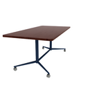 Vaux 36 x 72" Rounded Rectangle Cafe Table HPL Top with Square Edge Casters 30"H