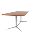 Vaux 36 x 72" Rounded Rectangle Cafe Table HPL Top with Square Edge Glides 30"H