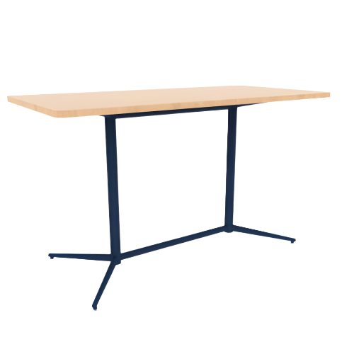Vaux 36 x 72" Rounded Rectangle Bar Table HPL Top with Square Edge Glides 42"H
