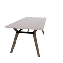 Rang 36" x 72" Rounded Rectangle Cafe Table Solid Wood Legs Steel Apron HPL Top with Knife Edge 30"H