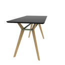 Rang 36" x 72" Rounded Rectangle Cafe Table Solid Wood Legs Steel Apron HPL Top with Knife Edge 42"H