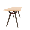 Rang 36" x 72" Rounded Rectangle Cafe Table Solid Wood Legs Steel Apron HPL Top with Knife Edge 42"H