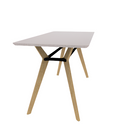 Rang 36" x 72" Rounded Rectangle Cafe Table Solid Wood Legs Steel Apron HPL Top with Knife Edge 42"H