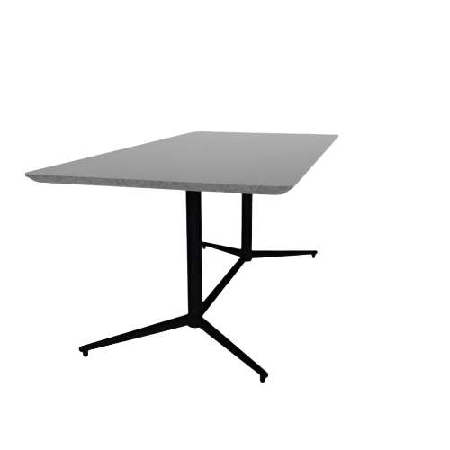 Vaux 36 x 72" Rounded Rectangle Cafe Table HPL Top with Knife Edge Glides 30"H