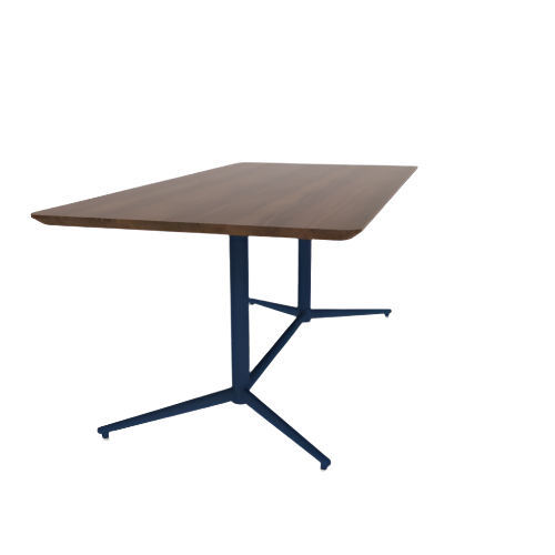 Vaux 36 x 72" Rounded Rectangle Cafe Table HPL Top with Knife Edge Glides 30"H