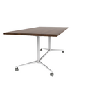Vaux 36 x 72" Rectangle Cafe Table HPL Top with Square Edge Casters 30"H