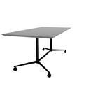 Vaux 36 x 72" Rectangle Cafe Table HPL Top with Knife Edge Casters 30"H