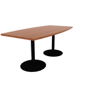 Proof 36" x 72" Boat Pedestal Cafe Table with Round Base Pair HPL Top