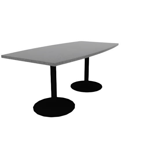 Proof 36" x 72" Boat Pedestal Cafe Table with Round Base Pair HPL Top