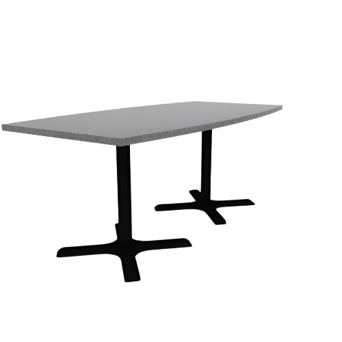 Proof 36" x 72" Boat Pedestal Cafe Table with X-Base Pair HPL Top