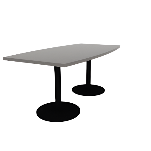 Proof 36" x 72" Boat Pedestal Cafe Table with Round Steel Base Pair HPL Top