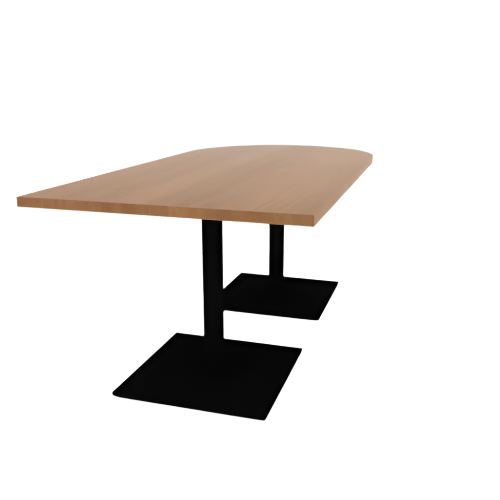 Proof 36" x 72" Horseshoe Pedestal Cafe Table with Square Steel Base Pair HPL Top