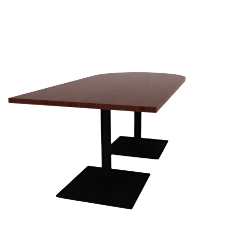 Proof 36" x 72" Horseshoe Pedestal Cafe Table with Square Steel Base Pair HPL Top